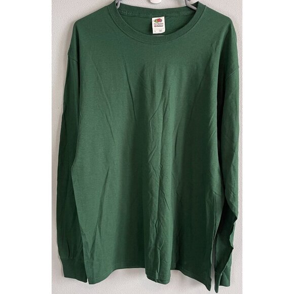 NWOT Fruit of the Loom Mens Crewneck Long Sleeve T-Shirt Green Large - Picture 3 of 11